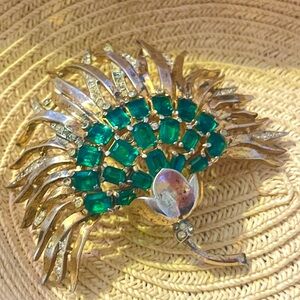 Alfred Phillipe crown Trifari Sterling Silver Chrysanthemum Brooch vintage